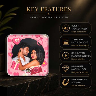Personalised Musical Fridge Magnet for Couples 1st for Wife Birthday Gift for Girlfriend Boyfriend Rechargeable Music Player
